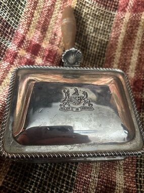 Vintage Silver Plated Silent Butler with Crest